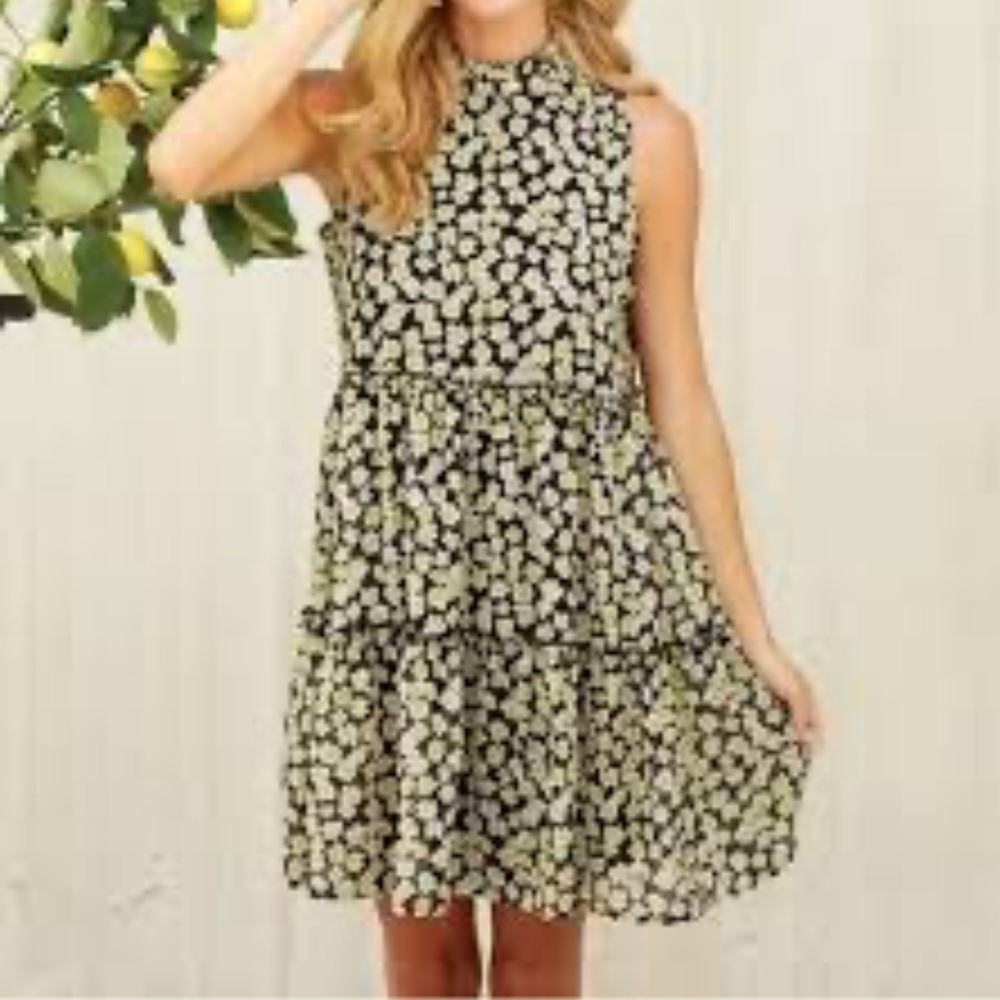 Mudpie‎ Naomi Floral Ruffle dress lines black yellow size small Women's